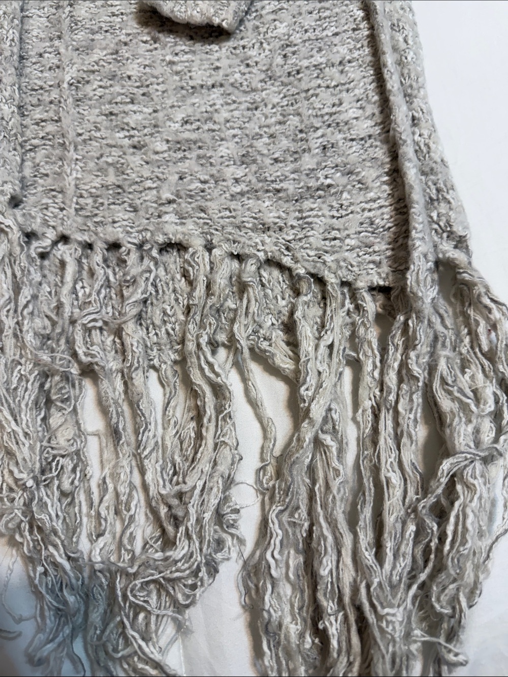 Abercrombie & Fitch M/L Women’s Open-Front Fringe Cardigan Sweater - Light Gray - Picture 2 of 4